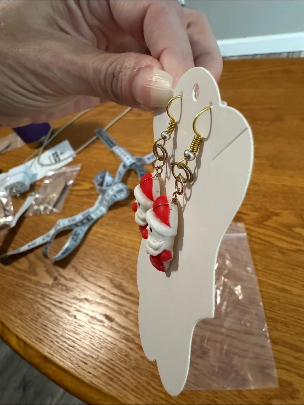 Cute Santa Claus Dangle Earrings - Red & White